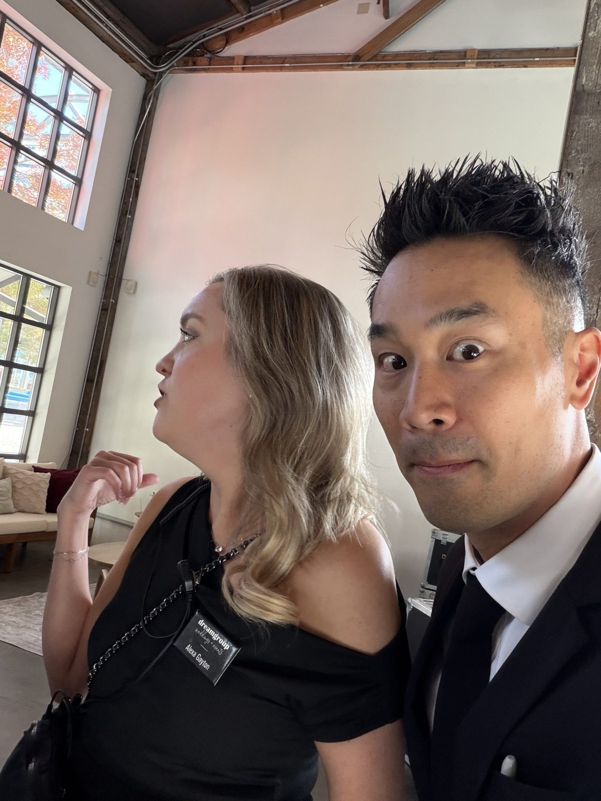 Kel with Alexa Gayton of DreamGroup Weddings + Events at The Pipe Shop before the wedding